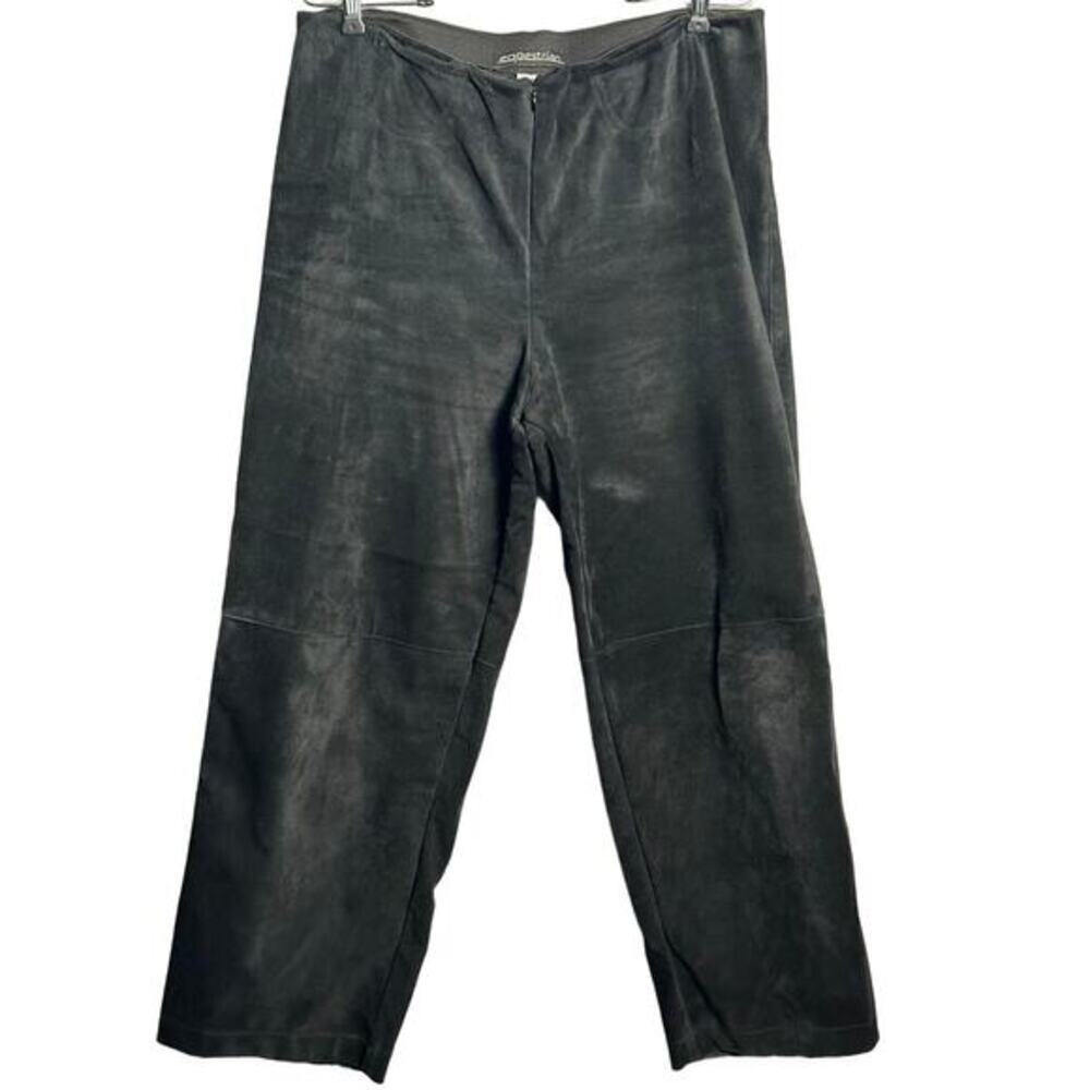 Equestrian Vintage‎ Pig Suede Pull On Elastic Waist Pants Sz L Black Made in USA